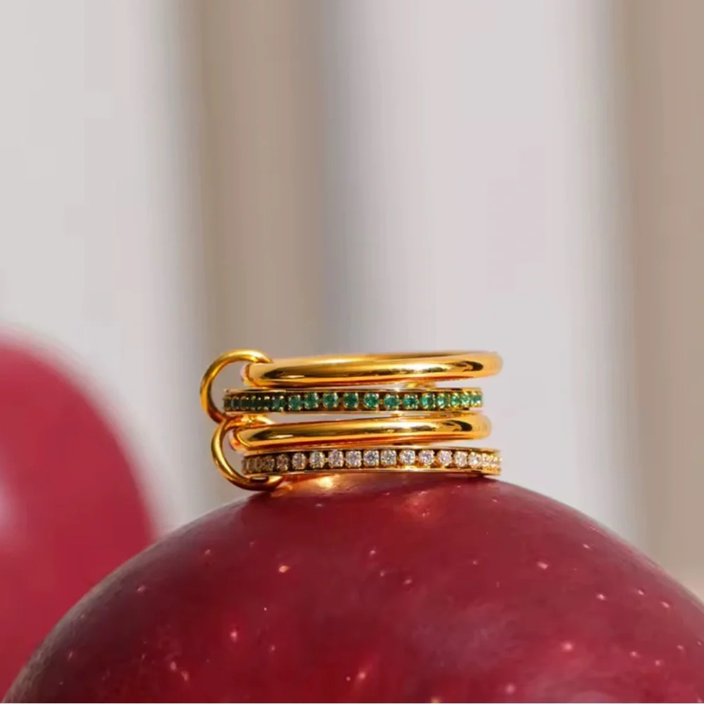 Layered Stacked Ring 18K Golden Plated Stainless Steel SIZE 8 - Picture 7 of 14